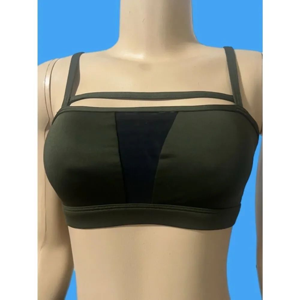 Victoria’s Secret Vsx lightly Padded Strappy Mesh Detail sport bra olive Small